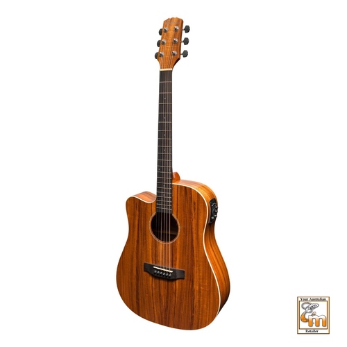 MARTINEZ SOUTHERN STAR 8 6 String Left Hand Acoustic/Electric Cutaway Guitar Solid Mahogany Top with Case