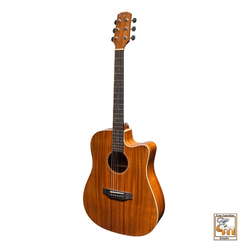 MARTINEZ SOUTHERN STAR 8 6 String Acoustic/Electric Cutaway Guitar Solid Koa Top with Case MPC-8C-NGL