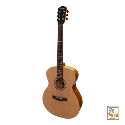 MARTINEZ 25 6 String Left Hand Small Body 000 Acoustic Guitar with Spruce Top in Natural Satin MF-25L-NST