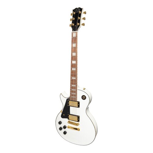 J&D LUTHIERS CUSTOM 6 String Left Hand LP Style Electric Guitar with Mahogany Set Neck in White JD-DLCL-WHT