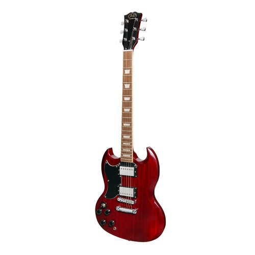 J&D LUTHIERS 6 String Left Hand SG Style Electric Guitar with Mahogany Set Neck in Cherry JD-DSGL-CH