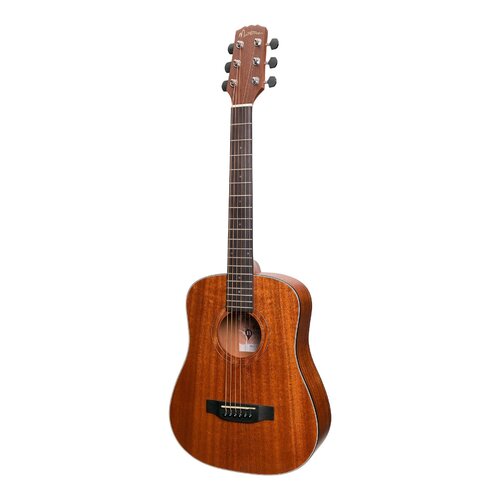 MARTINEZ NATURAL 6 String Babe Traveller Acoustic/Electric Guitar with Mahogany Top in Open Pore