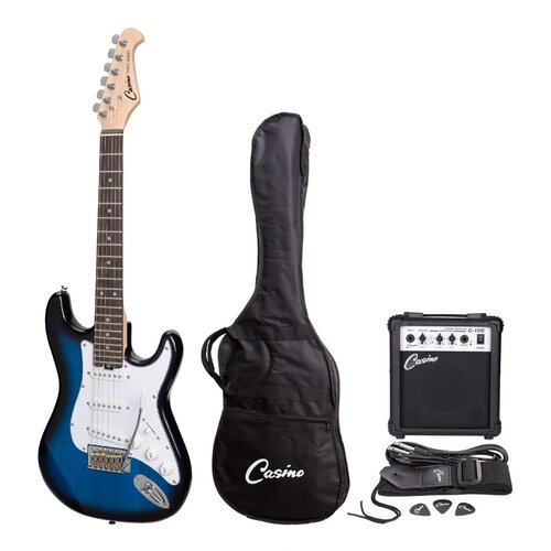 CASINO 6 String Strat-Style Short Scale Electric Guitar and Amp Pack in Blueburst CP-SST-BLS