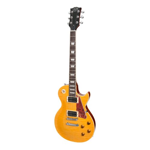 J&D LUTHIERS CUSTOM 6 String LP Style Electric Guitar in Transparent Amber JD-LP2-TA