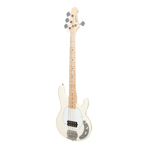 J&D LUTHIERS EM3 4 String Musicman Style Electric Bass Guitar in Vintage White JD-EM3-VWH