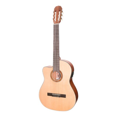 MARTINEZ NATURAL 6 String Left Hand Classical/Electric Cutaway Guitar, Spruce Top, Open Pore MNCC-15L-SOP