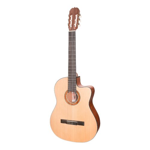 MARTINEZ NATURAL 6 String Classical/Electric Cutaway Guitar Spruce Top in Open Pore MNCC-15-SOP