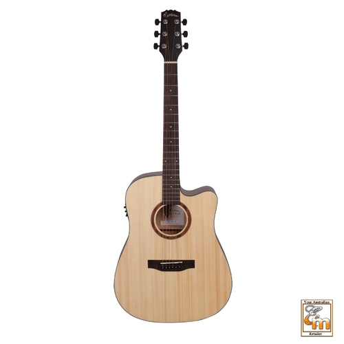 MARTINEZ NATURAL 6 String Acoustic/Electric Cutaway Guitar Spruce Top