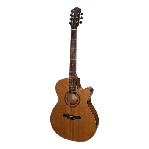 SANCHEZ 6 String Small Body Acoustic/Electric Cutaway Guitar with Laminate Acacia Top, Back and Sides