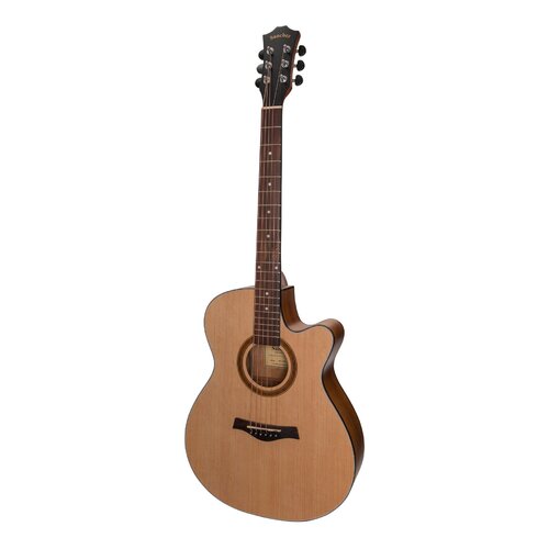 SANCHEZ 6 String Small Body Acoustic/Electric Cutaway Guitar with Laminate Spruce Top and Acacia Back and Sides