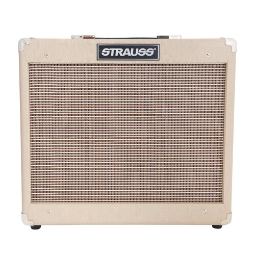STRAUSS SVT-15R 15 Watt Valve Guitar Amp Combo with Reverb and 10 inch Celestion Speaker in Cream SVT-15R-CRM