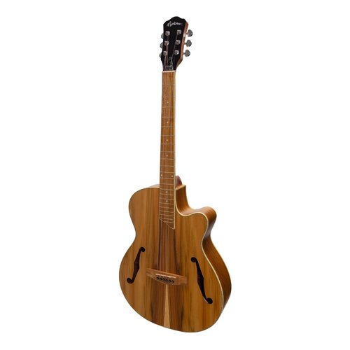 MARTINEZ 6 String Jazz Hybrid Small Body Acoustic/Electric Cutaway Guitar in Jati-Teakood