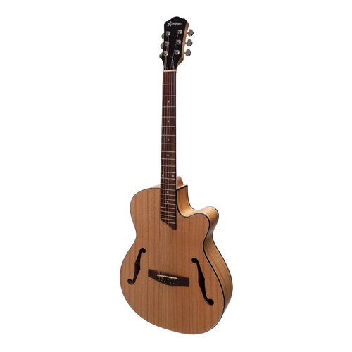 MARTINEZ 6 String Jazz Hybrid Small Body Acoustic/Electric Cutaway Guitar in Mindi-Wood