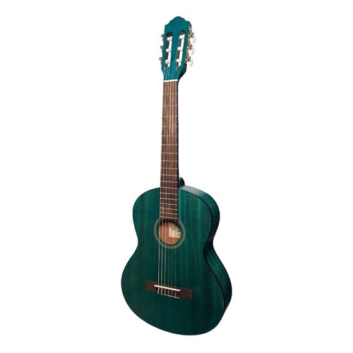 MARTINEZ 3/4 Size Slim Jim Classical Guitar Only with Built-in Tuner Teal Green