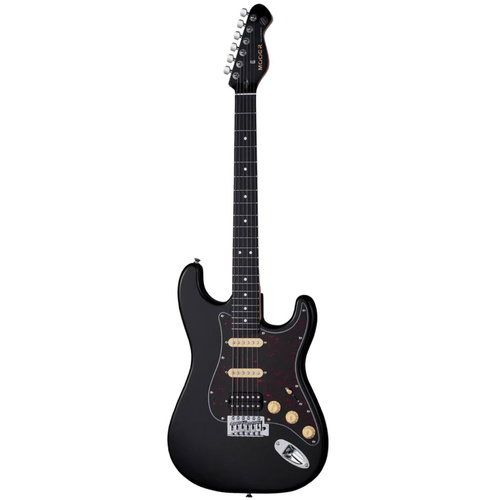 MOOER MSC10 STRAT STYLE ELECTRIC GTR H/S/S BLACK WITH TORTOISE SCRATCHPLATE