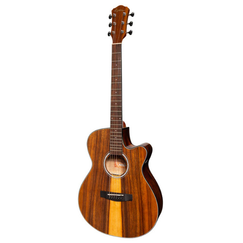 MARTINEZ MFC-51G-TK FOLK SIZE ACOUSTIC/ELECTRIC CUTAWAY GTR GLOSS TEAKWOOD