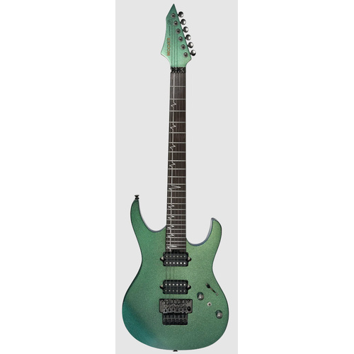 MOOER MMT100FR-AURGRN DOUBLE CUTAWAY ELECTRIC GTR H/H AURORA GREEN FLOYD ROSE