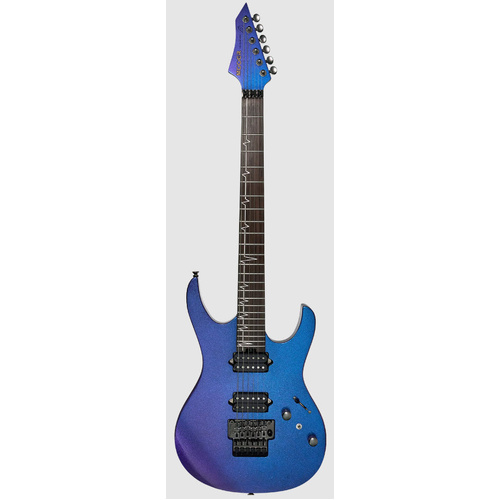 MOOER MMT100FR-AURPUR DOUBLE CUTAWAY ELECTRIC GTR H/H AURORA PURPLE FLOYD ROSE