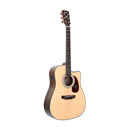 SAGA SF800CE ACOUSTIC/ELECTRIC CUTAWAY GTR NATURAL SOLID TOP W/BAG