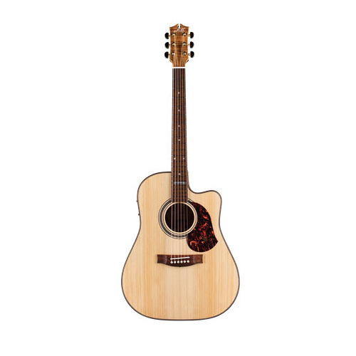 SAGA D100C DREADNOUGHT/ELECTRIC CUTAWAY GTR NATURAL SOLID TOP W/BAG