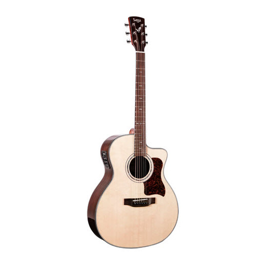 SAGA G200C CONCERT SIZE ACOUSTIC/ELECTRIC CUTAWAY GTR SOLID TOP NATURAL W/BAG