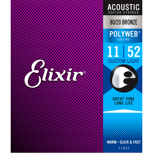 ELIXIR POLYWEB E11025 11/52 Acoustic String Set 80/20 Bronze Light