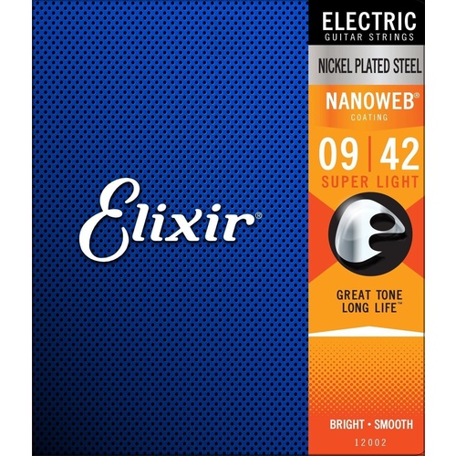 ELIXIR NANOWEB E12002 9/42  Electric String Set Nickel Plated Steel Super Light