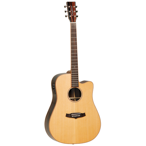 TANGLEWOOD JAVA 6 String Dreadnought/Electric Guitar with Cutaway in Natural Gloss