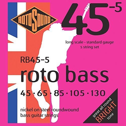ROTOSOUND RB455 ROTO BASS 5 String Bass Guitar Set 45-130 Nickel on Steel Roundwound Standard