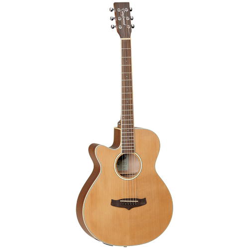 TANGLEWOOD WINTERLEAF 6 String Left Hand Super Folk/Electric Shape Cutaway Guitar in Natural Satin
