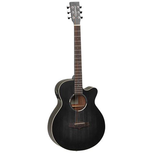 TANGLEWOOD BLACKBIRD TWBBSFCE Blackbird 6 String Super Folk/Electric  Cutaway Guitar in Smokestack Black Satin