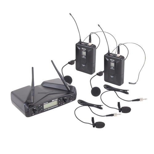 EIKON WM700DHA Dual Channel Wireless Microphone System Belt-Pack with Headset & Lapel 516-562Mhz