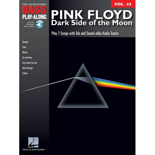DARK SIDE OF THE MOON Bass Playalong Book with Online Audio Access & TAB Volume 23