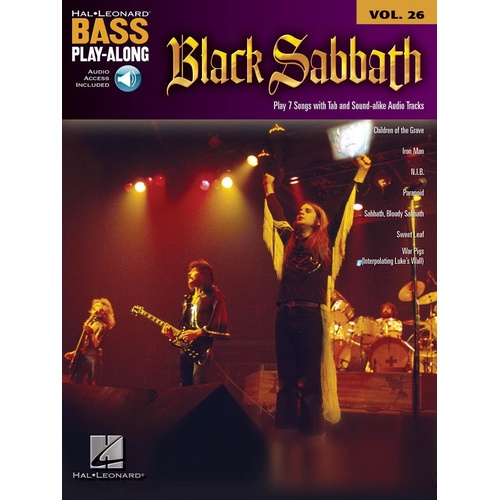 BLACK SABBATH Bass Playalong Book with Online Audio Acces & TAB Volume 26