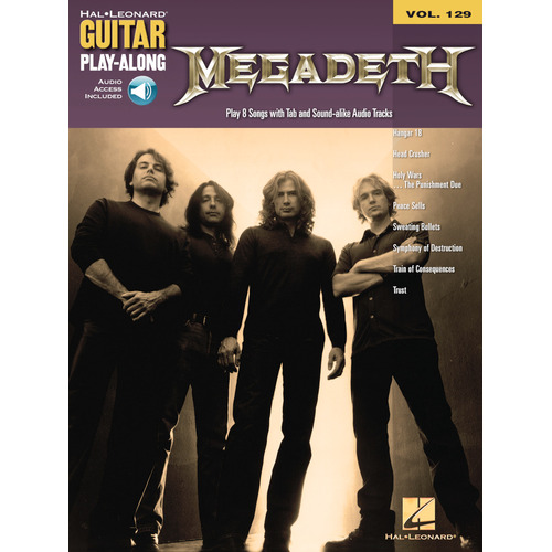 MEGADETH Guitar Playalong Book with Online Audio Access & TAB Volume 129