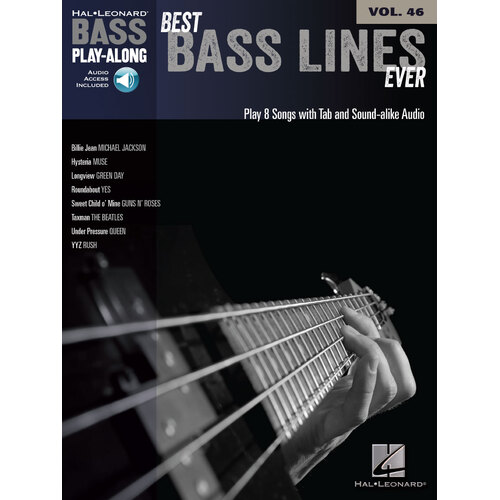 BEST BASS LINES EVER Bass Playalong Book with Online Audio Access & TAB Volume 46