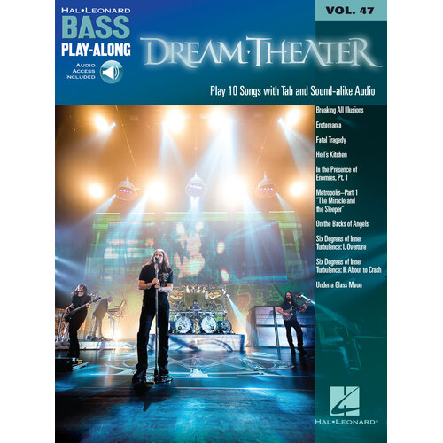 DREAM THEATER Bass Playalong Book with Online Audio Access & TAB Volume 47
