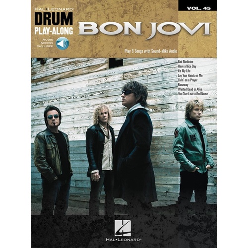 BON JOVI Drum Playalong Book with Online Audio Access Volume 45