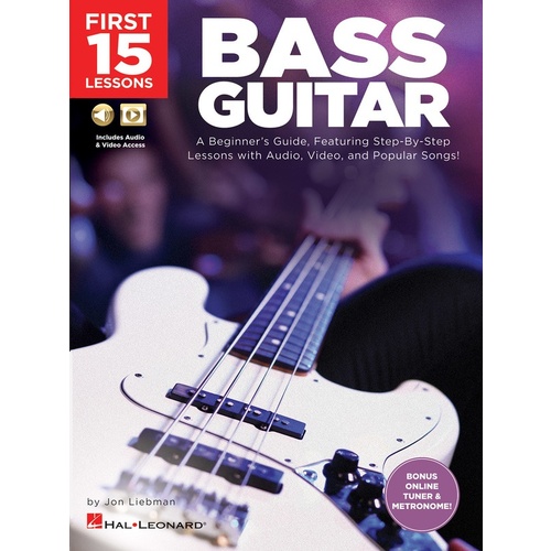 FIRST 15 LESSONS BASS GUITAR Book and Online Media