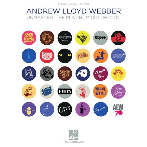 ANDREW LLOYD WEBBER UNMASKED THE PLATINUM COLLECTION Piano/Vocal/Guitar
