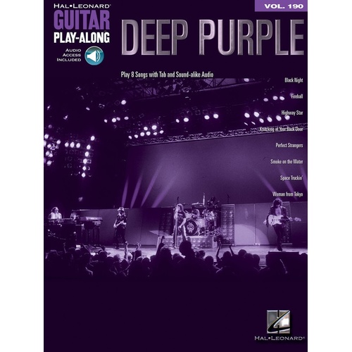 DEEP PURPLE Guitar Playalong Book with Online Audio Access and TAB Volume 190 