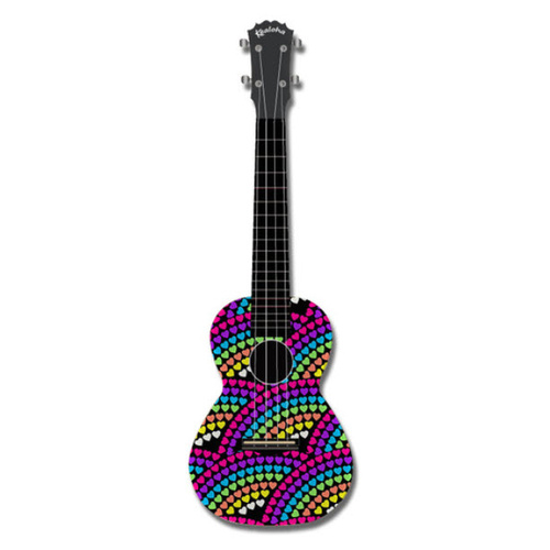 KEALOHA AUP24/23 Concert Ukulele with Rainbow Hearts Pattern