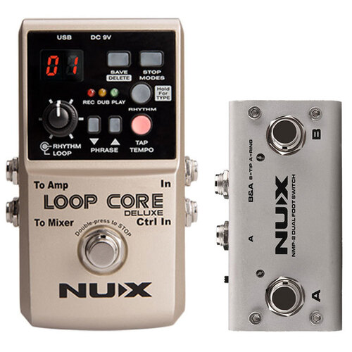 NUX CORE STOMPBOX Loop Core Deluxe Bundle Includes Loop Core Deluxe and Dual Foot Switch