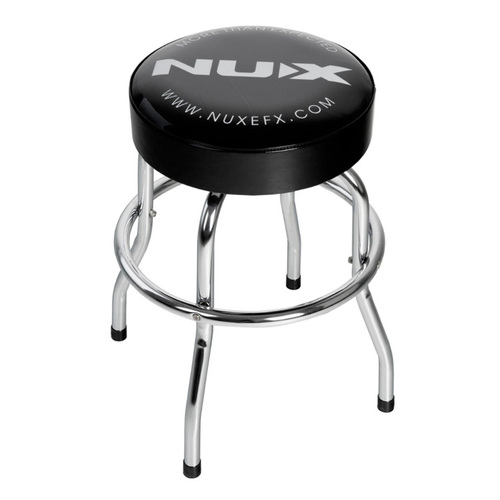 NUX Branded Bar Stool in Chrome with Black Padded Top NXBARCHAIR