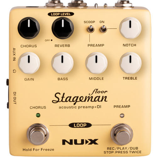 NUX VERDUGO Stageman Floor Acoustic Preamp & DI with Digital Effects and Looper function