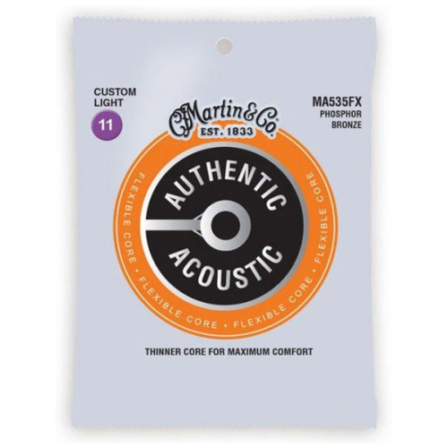 MARTIN MA535FX Acoustic Guitar String Set 11-52 Phosphor Bronze Flexible Core Custom Light