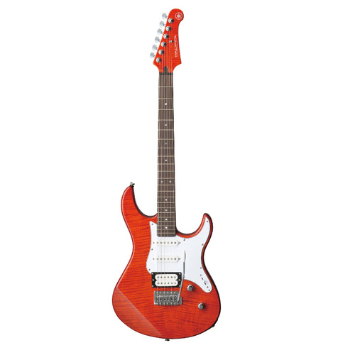 YAMAHA PACIFICA PAC212VFM MODEL ELECTRIC GTR WITH HSS PICKUPS IN CARAMEL BROWN FLAMED MAPLE TOP