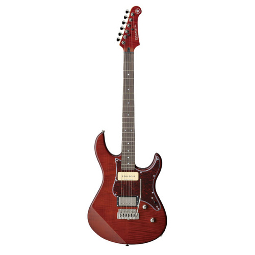 YAMAHA PACIFICA PAC611VFM MODEL ELECTRIC GTR FLAMED MAPLE TOP HUMBUCKER-P90 PICKUPS IN ROOT BEER VIBRATO BRIDGE