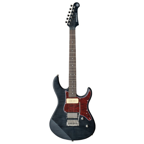 YAMAHA PACIFICA PAC611VFM MODEL ELECTRIC GTR FLAMED MAPLE TOP HUMBUCKER-P90 PICKUPS IN TRANS BLACK VIBRATO BRIDGE