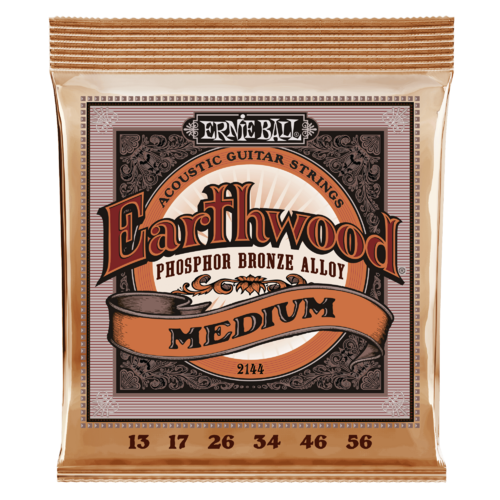 ERNIE BALL 2144 EARTHWOOD PHOSPHOR BRONZE Acoustic Guitar String Set 13-56 Medium Slinky